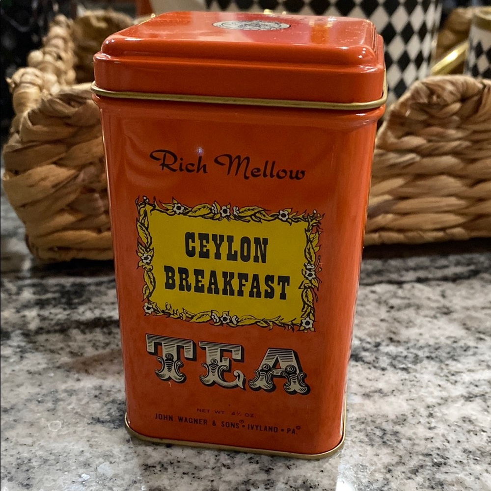 Ceylon Breakfast Tea Tin - Orange with Yellow Label!